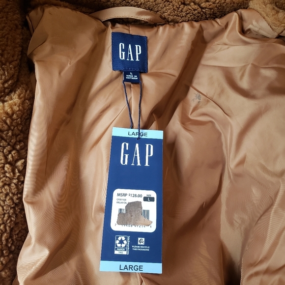 GAP Womens Size Large Camel Plush Sherpa Jacket NWT - Picture 6 of 10